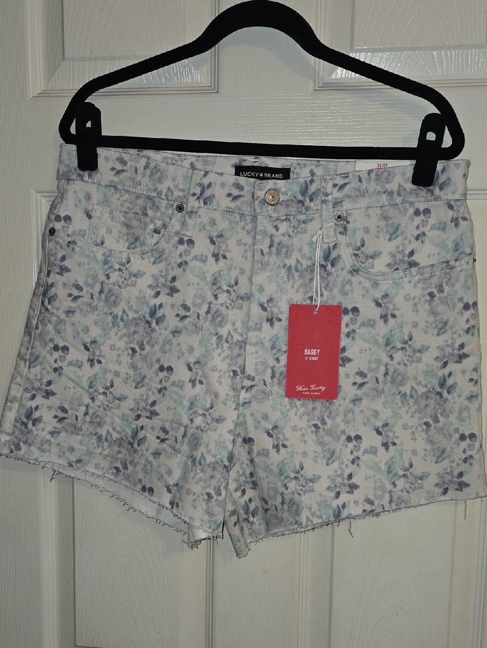 Lucky Brand Pastel Floral Denim Shorts in Blue and Gray